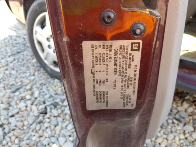 1GNDV23157D120809 - 2007 CHEVROLET UPLANDER L MAROON photo 10