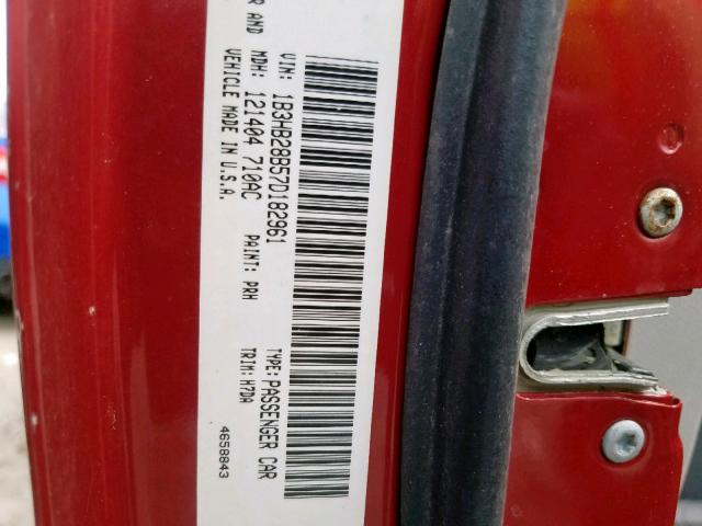 1B3HB28B57D182961 - 2007 DODGE CALIBER RED photo 10