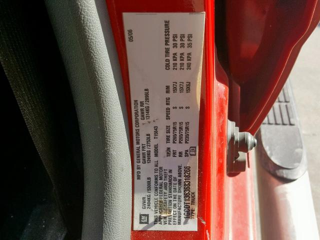 1GCDT136368318266 - 2006 CHEVROLET COLORADO RED photo 10