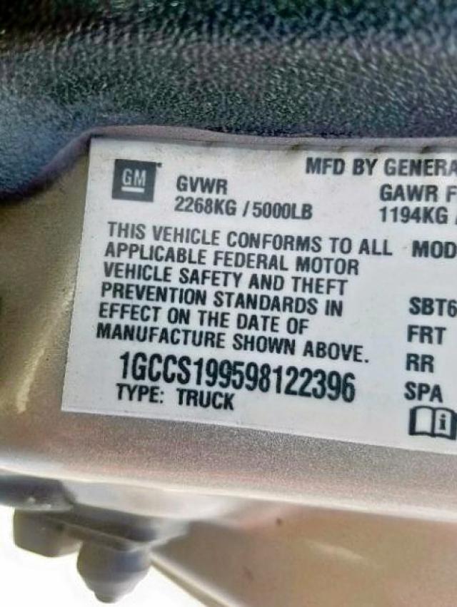 1GCCS199598122396 - 2009 CHEVROLET COLORADO SILVER photo 10