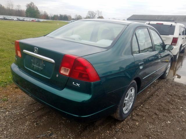 1HGES155X2L001072 - 2002 HONDA CIVIC LX GREEN photo 4