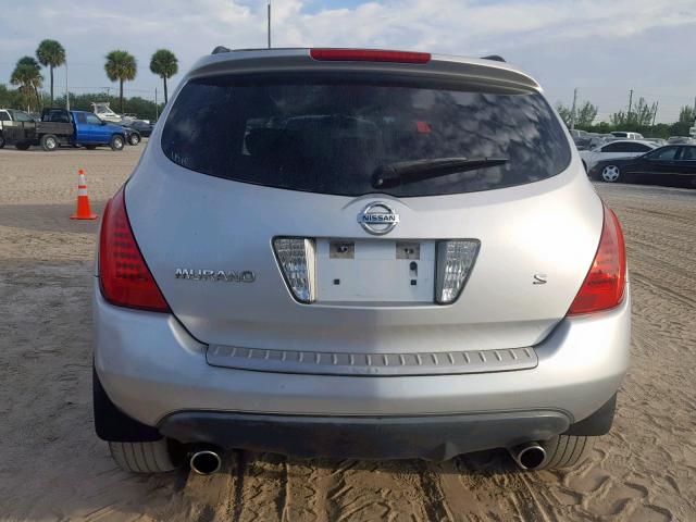 JN8AZ08T26W420491 - 2006 NISSAN MURANO SILVER photo 9