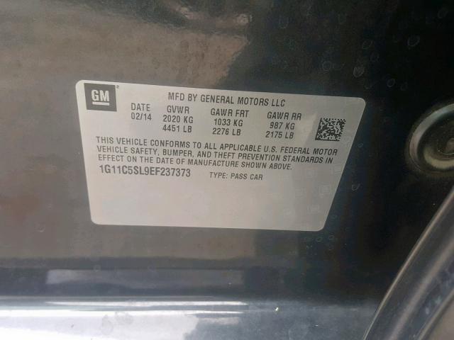 1G11C5SL9EF237373 - 2014 CHEVROLET MALIBU 1LT 石墨色 照片 10