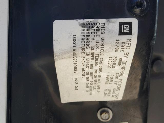 1G8AL58B86Z160558 - 2006 SATURN ION LEVEL WHITE photo 10