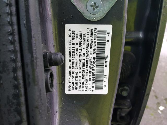 19XFB2F91FE200570 - 2015 HONDA CIVIC EXL 灰色 照片 10