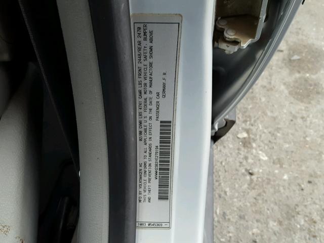 WVWWH23B3YE279194 - 2000 VOLKSWAGEN PASSAT GLX 银色 照片 10