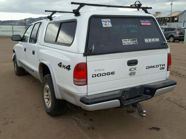 1D7HG48N63S314496 - 2003 DODGE DAKOTA QUA WHITE photo 3