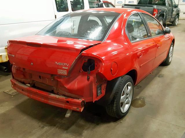 1B3ES46C12D637372 - 2002 DODGE NEON SE RED photo 4