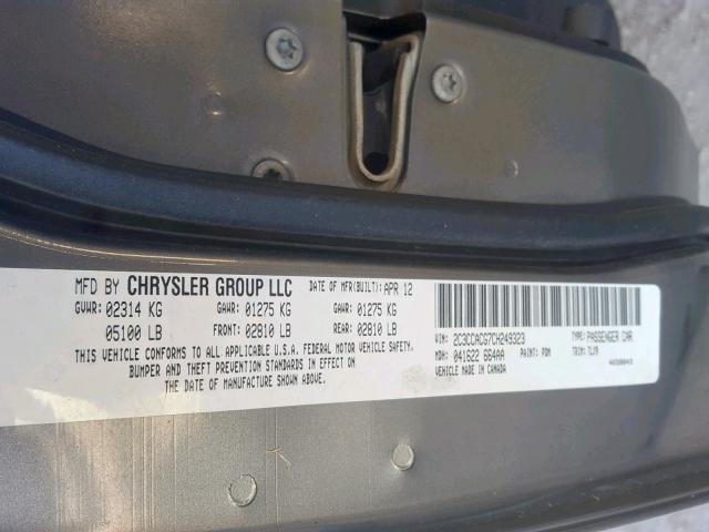 2C3CCACG7CH249323 - 2012 CHRYSLER 300 LIMITE GRAY photo 10