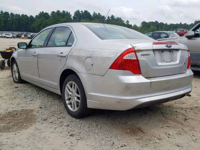 3FAHP0GA6CR314064 - 2012 FORD FUSION S SILVER photo 3