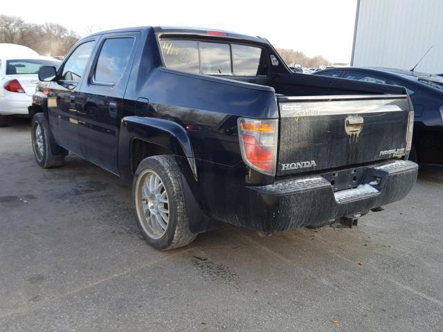 2HJYK16276H542062 - 2006 HONDA RIDGELINE BLACK photo 3