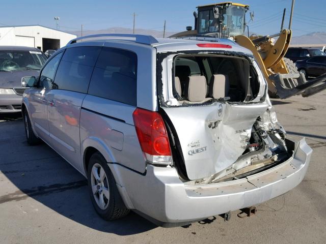 5N1BV28U98N117325 - 2008 NISSAN QUEST S SILVER photo 3