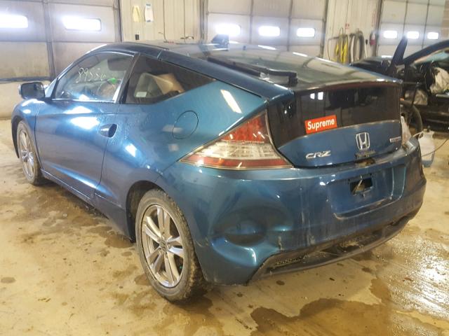 JHMZF1D44BS013090 - 2011 HONDA CR-Z BLUE photo 3