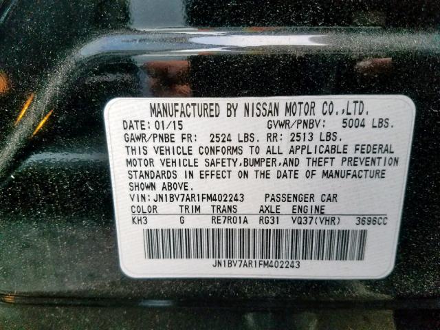 JN1BV7AR1FM402243 - 2015 INFINITI Q50 BASE BLACK photo 10