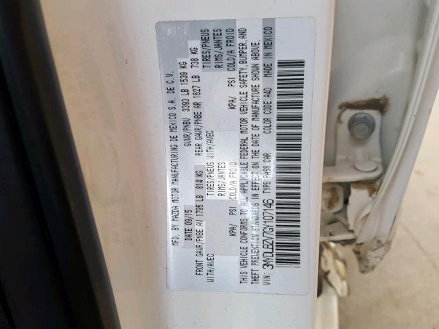 3MYDLBZV7GY107146 - 2016 TOYOTA SCION IA WHITE photo 10