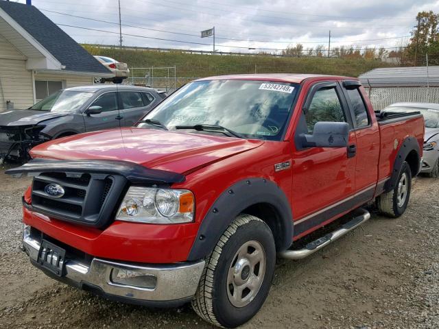 1FTPX12525NA53611 - 2005 FORD F150 RED photo 2