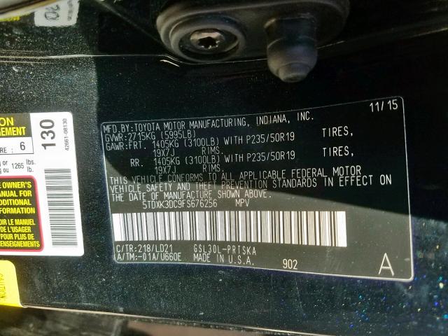 5TDXK3DC9FS676256 - 2015 TOYOTA SIENNA SPO BLACK photo 10