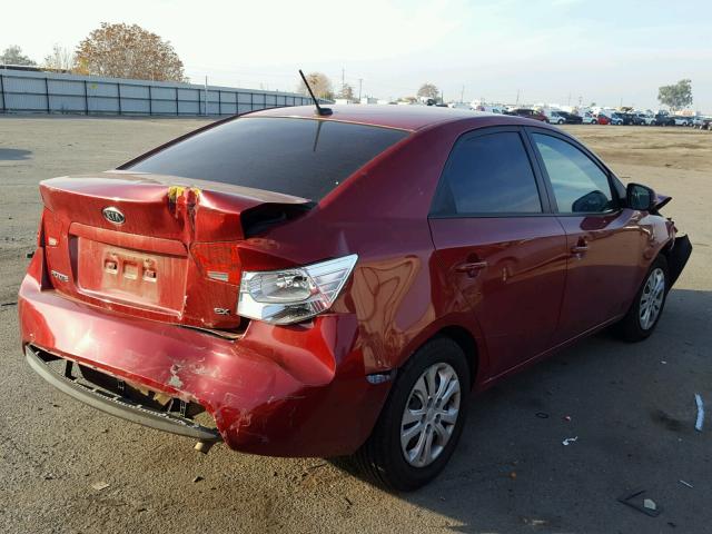 KNAFU4A21B5448420 - 2011 KIA FORTE EX RED photo 4