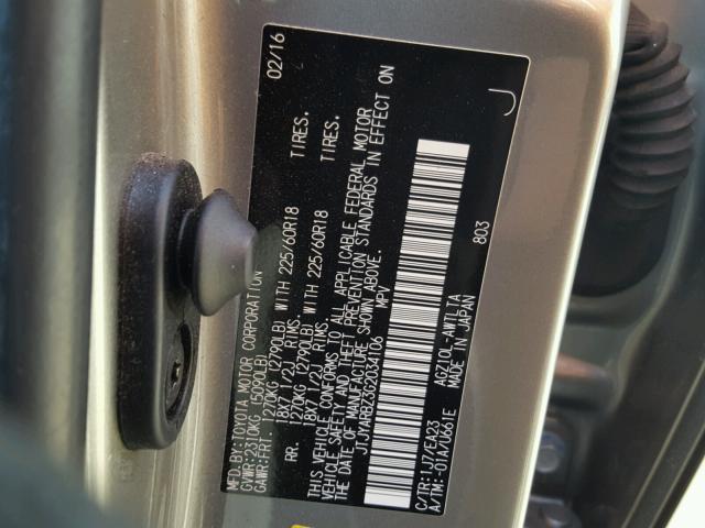 JTJYARBZ3G2034106 - 2016 LEXUS NX 200T SILVER photo 10