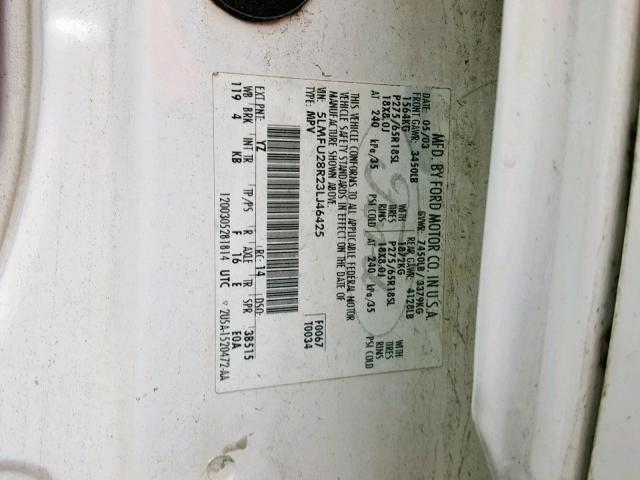 5LMFU28R23LJ46425 - 2003 LINCOLN NAVIGATOR Ақ фото 10