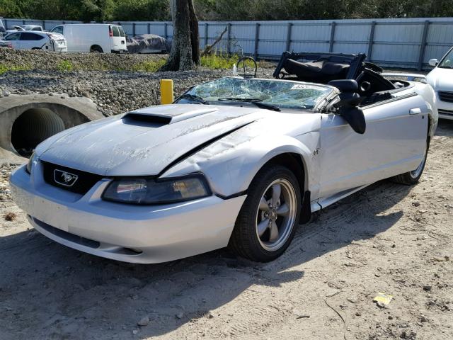 1FAFP45X52F127867 - 2002 FORD MUSTANG GT SILVER photo 2