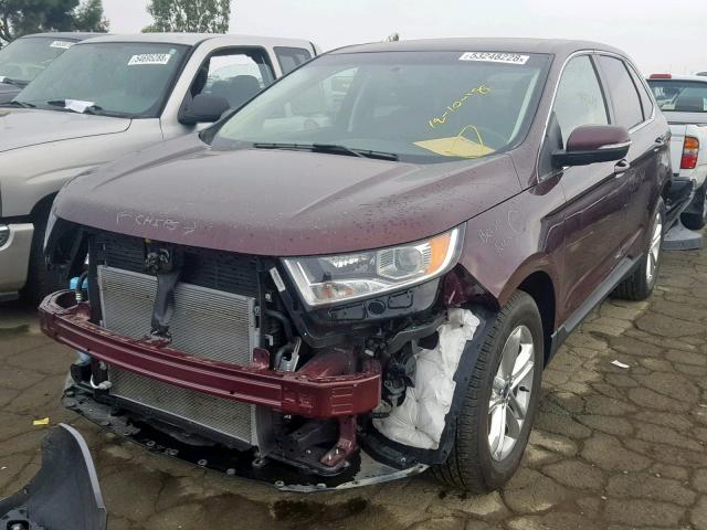 2FMPK4J88JBB26722 - 2018 FORD EDGE SEL MAROON photo 2