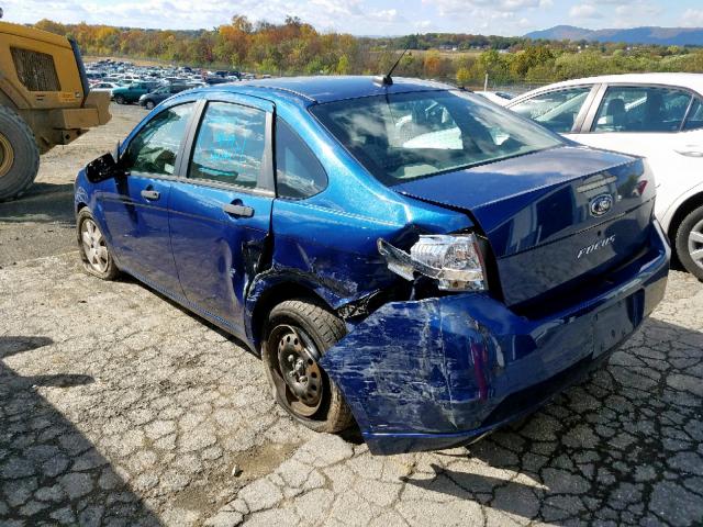 1FAHP34N78W188603 - 2008 FORD FOCUS S/SE BLUE photo 3