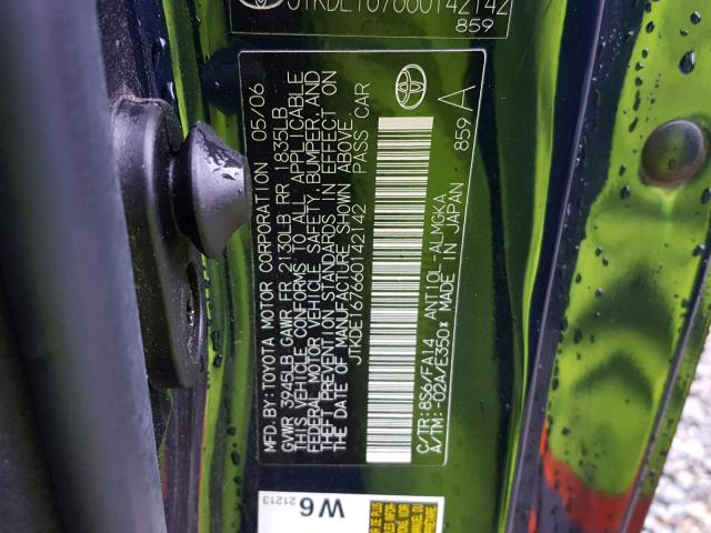 JTKDE167660142142 - 2006 TOYOTA SCION TC ლურჯი ფოტო 10