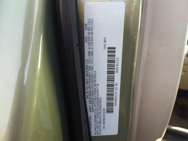 4S4BP62C067351307 - 2006 SUBARU LEGACY OUT GREEN photo 10