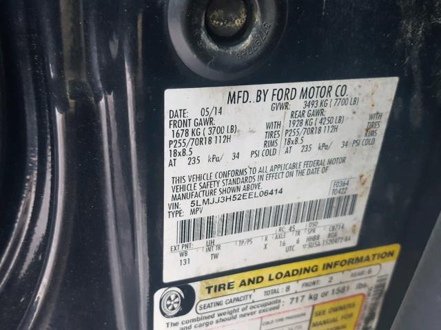 5LMJJ3H52EEL06414 - 2014 LINCOLN NAVIGATOR 黑色 照片 10