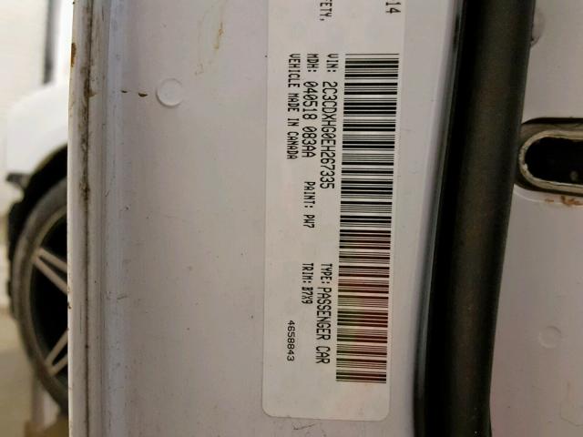 2C3CDXHG0EH267335 - 2014 DODGE CHARGER SX WHITE photo 10