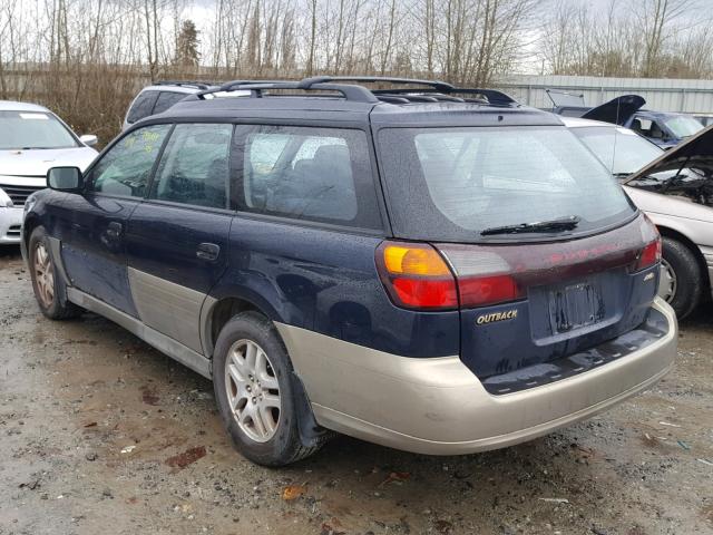 4S3BH665727640224 - 2002 SUBARU LEGACY OUT BLUE photo 3