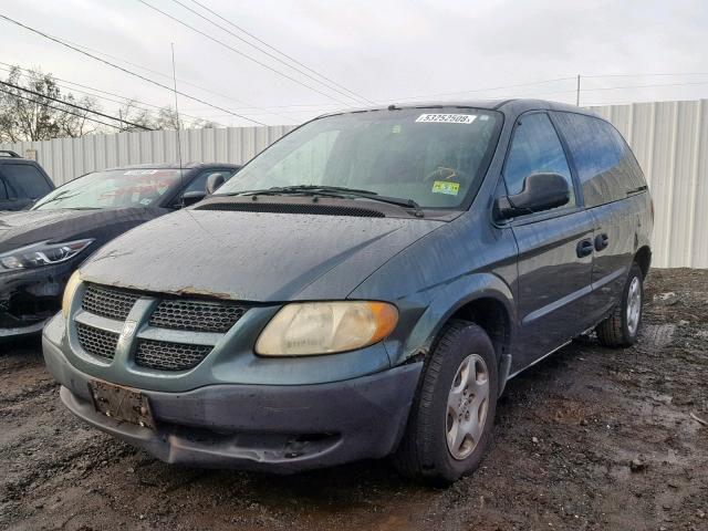 1B4GP25312B582560 - 2002 DODGE CARAVAN SE GREEN photo 2