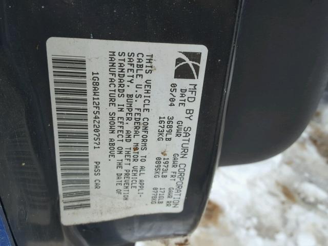 1G8AW12F54Z207571 - 2004 SATURN ION LEVEL BLUE photo 10