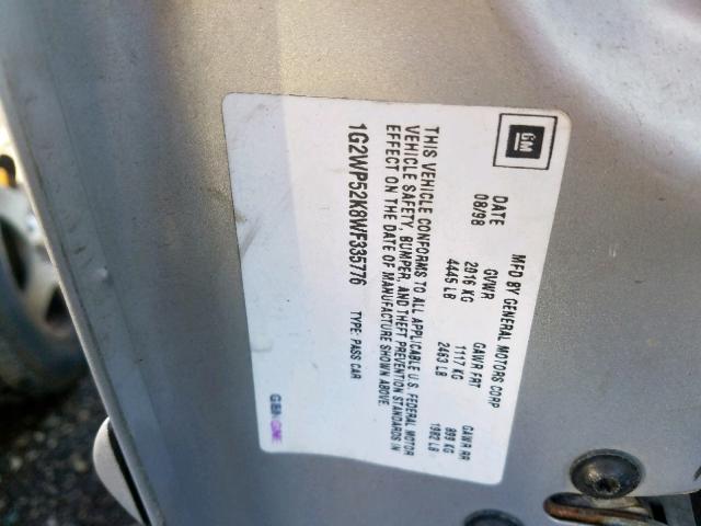 1G2WP52K8WF335776 - 1998 PONTIAC GRAND PRIX SILVER photo 10