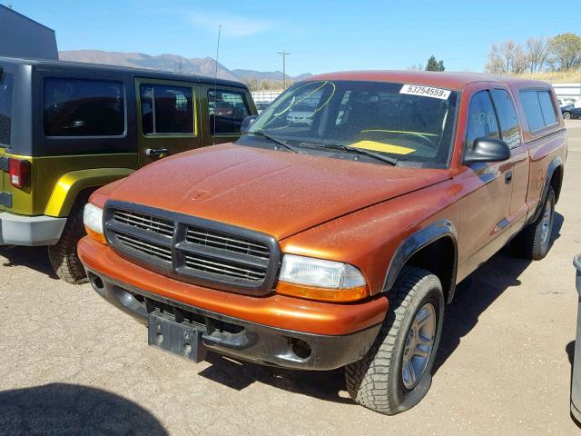 1B7GG22N01S196378 - 2001 DODGE DAKOTA ORANGE photo 2