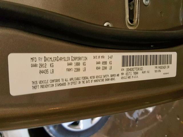 1B3HB28C77D301621 - 2007 DODGE CALIBER GOLD photo 10