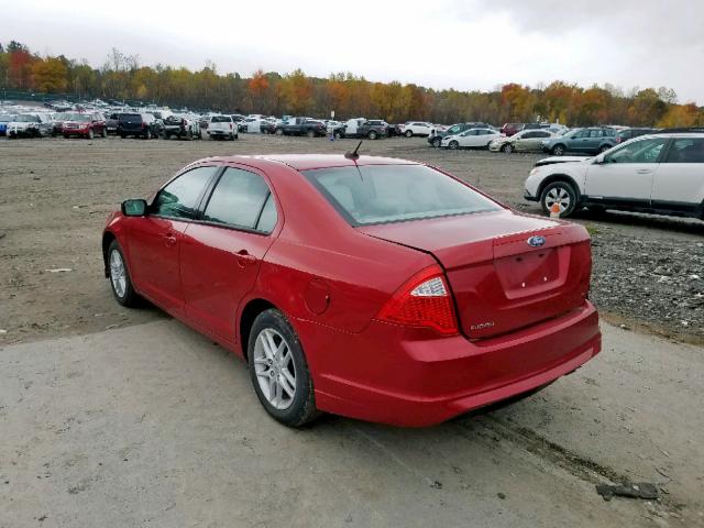 3FAHP0GA4BR328219 - 2011 FORD FUSION S RED photo 3