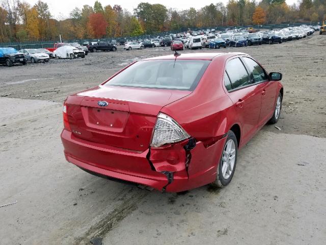 3FAHP0GA4BR328219 - 2011 FORD FUSION S RED photo 4