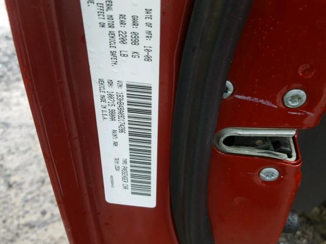 1B3HB48A09D174286 - 2009 DODGE CALIBER SX RED photo 10