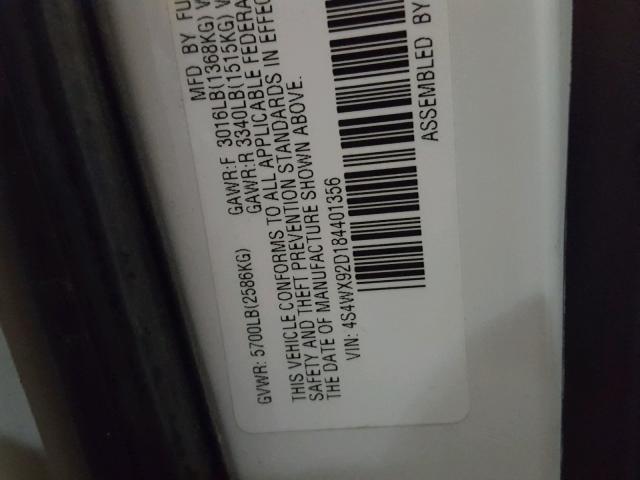 4S4WX92D184401356 - 2008 SUBARU TRIBECA LI 白色 照片 10