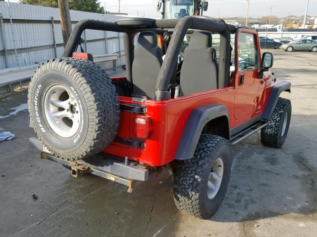 1J4FA64S25P346288 - 2005 JEEP WRANGLER / RED photo 4