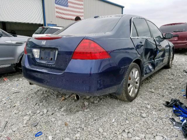 1HGCM66877A041510 - 2007 HONDA ACCORD EX BLUE photo 4