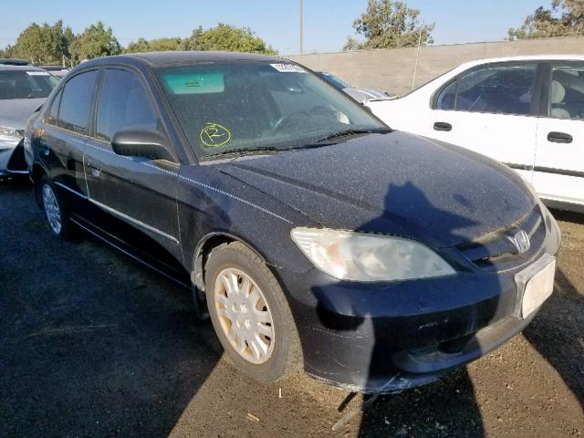 2HGES15535H618864 - 2005 HONDA CIVIC LX BLACK photo 1