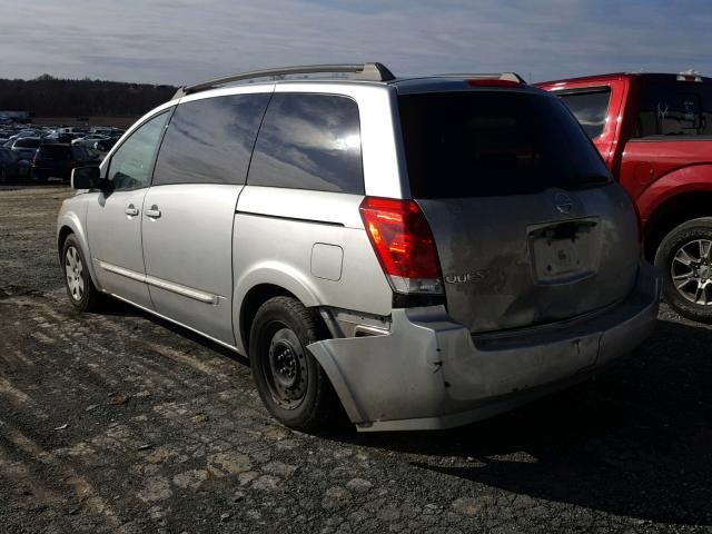 5N1BV28U65N124681 - 2005 NISSAN QUEST S SILVER photo 3