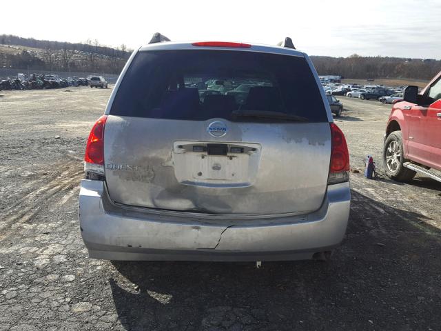 5N1BV28U65N124681 - 2005 NISSAN QUEST S SILVER photo 9