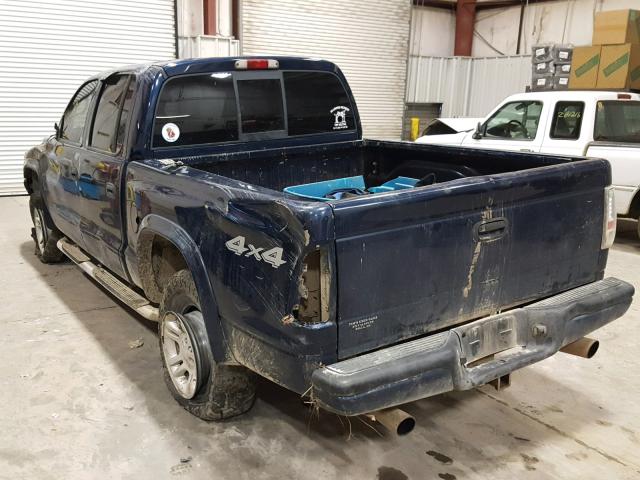 1D7HG38N24S614287 - 2004 DODGE DAKOTA QUA BLUE photo 3