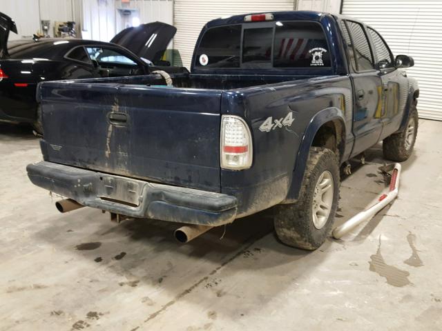 1D7HG38N24S614287 - 2004 DODGE DAKOTA QUA BLUE photo 4