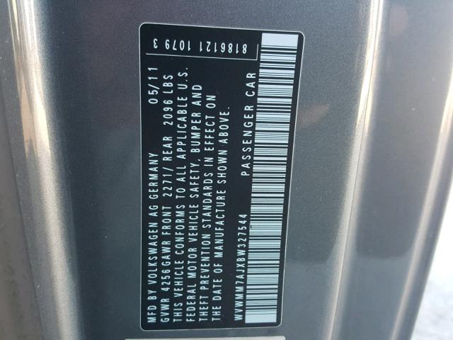 WVWMM7AJXBW327544 - 2011 VOLKSWAGEN GOLF BLUE photo 10