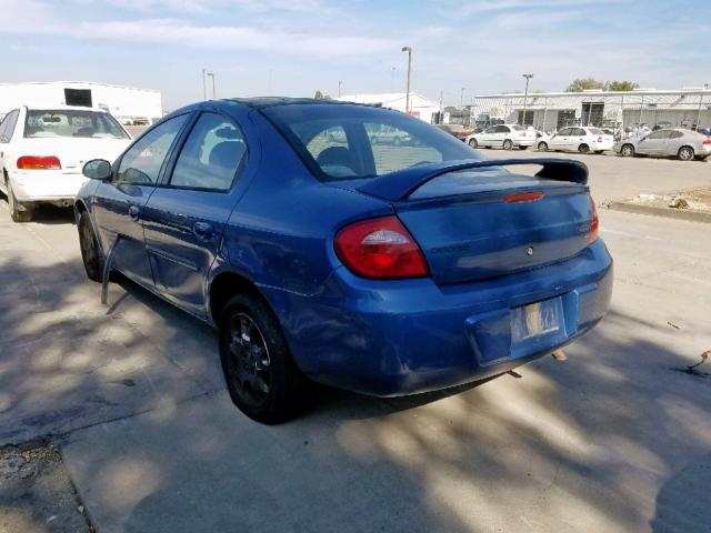 1B3ES56C43D106285 - 2003 DODGE NEON SXT BLUE photo 3